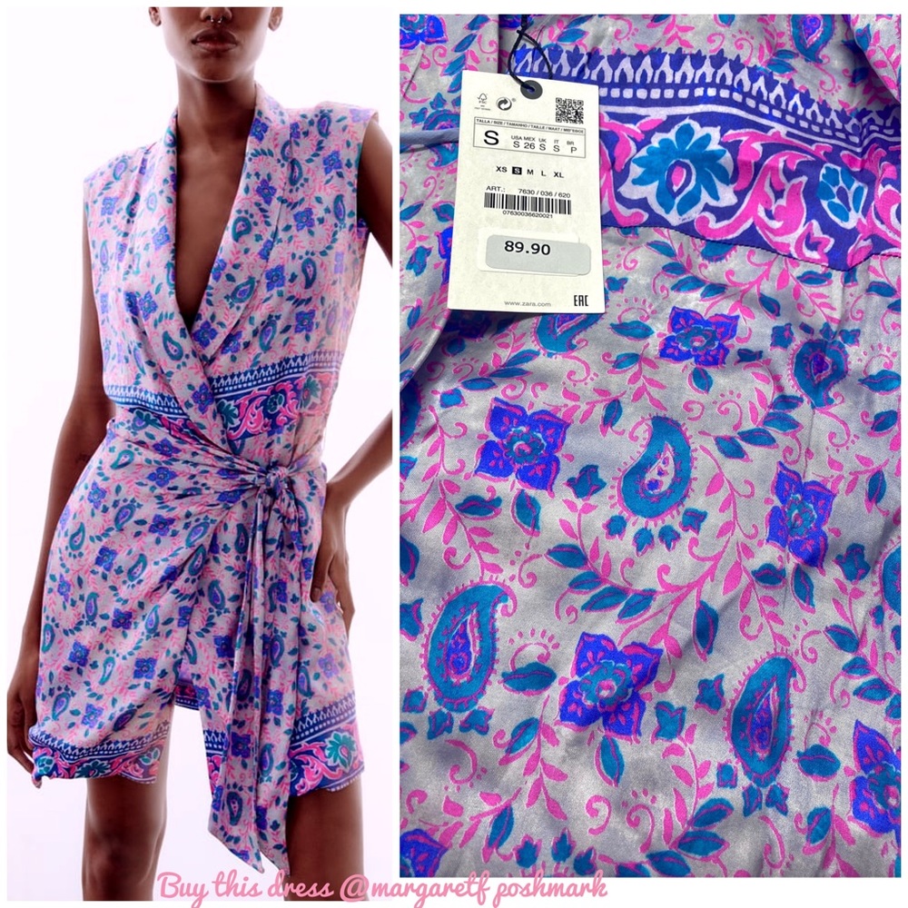 Zara wrap printed dress,  flowy Viscose